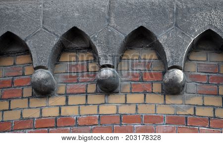 Chortkiv - Ternopil - Ukraine - February 25 2016. Fragments of the external architecture of the Dominican church in Chortkiv. Monument of architecture of 17-20 centuries