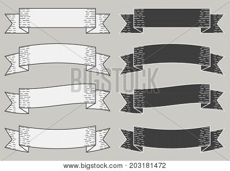 Set of vintage ribbon banners. Ribbons vector template.