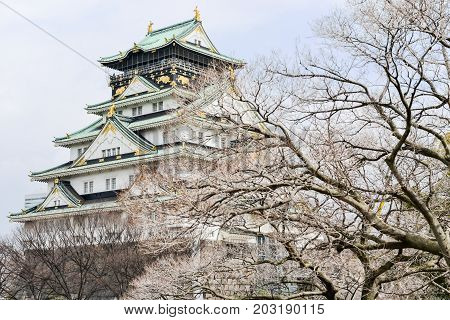 Osaka Jo Castle in Osaka city Japan.