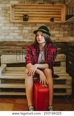Portrait of a young hipsters girl .