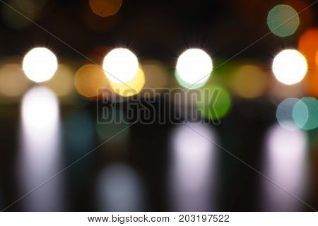 Defocused lights abstract colorful nonagon bokeh background