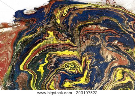 Marbled abstract background. Liquid marble pattern. Colorful marble backdrop. Golden glitter texture