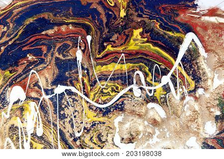Marbled Abstract Background. Liquid Marble Pattern. Colorful Marble Backdrop. Golden Glitter Texture