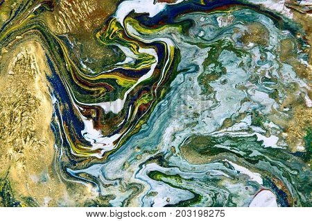 Marbled Abstract Background. Liquid Marble Pattern. Colorful Marble Backdrop. Golden Glitter Texture