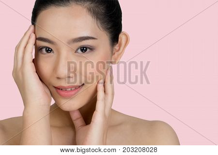 Beautiful Asia Woman Face Concept Beauty Skin Care .