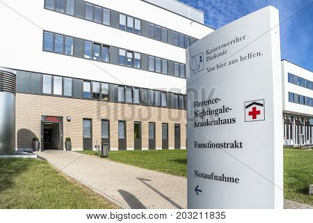 DUESSELDORF , GERMANY - SEPTEMBER 04 2017 : The new buildings of the Florence Nightingale hospital will be finished end of 2017