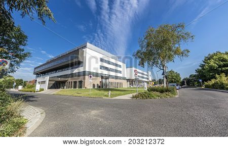 DUESSELDORF , GERMANY - SEPTEMBER 04 2017 : The new buildings of the Florence Nightingale hospital will be finished end of 2017