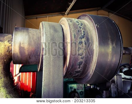 close up photo of old milling machine.