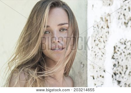 A Young, Portrait Of Innocent Sporty Blonde