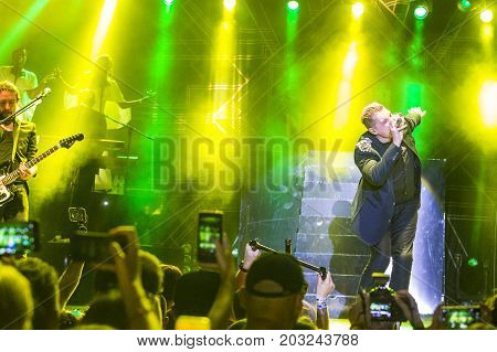 Minsk Belarus-August 12 2017: World Famous British Pop-Singer John Newman Performing at A-Fest Music Festival on August 12 2017 in Minsk Republic of Belarus.