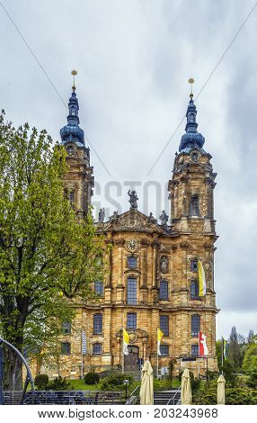 The Basilica of the Fourteen Holy Helpers Germany. The late Baroque-Rococo basilica designed by Balthasar Neumann was constructed between 1743 and 1772.