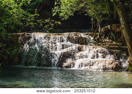 Nature landscape of Krushuna waterfalls in Bulgaria.