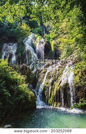 Nature landscape of Krushuna waterfalls in Bulgaria.