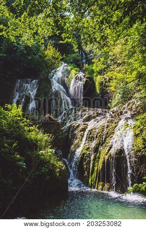 Nature landscape of Krushuna waterfalls in Bulgaria.