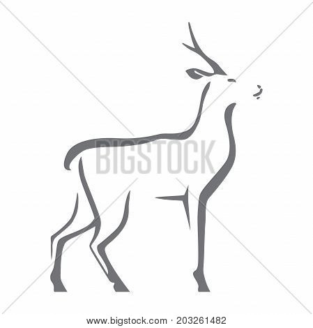 Roe deer vector image isolated on white background. Silhouette as logo or mascot. Stylized symbol.