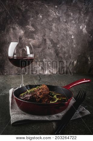 Grilled Beef Steaks And Wine