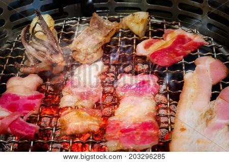 Yakiniku - Japanese Barbecue On A Hot Chacoal Stove