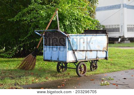 Waste trucks at home office in Bangkok Thailand