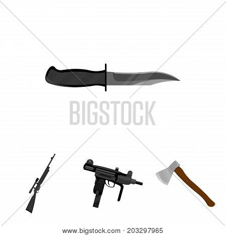 Ax, automatic, sniper rifle, combat knife. Weapons set collection icons in cartoon style vector symbol stock illustration .