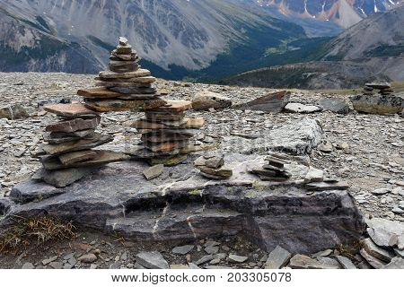 An image of a small Inuktitut on top Whistler Mountain in Jasper, Alberta.