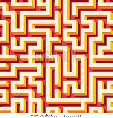 Maze seamless pattern with colorful endless tiled labyrinth for fabric or wallpaper
