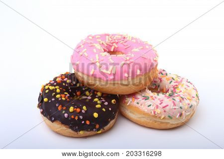 Homemade Traditional polish sweets doughnuts isolated on white background