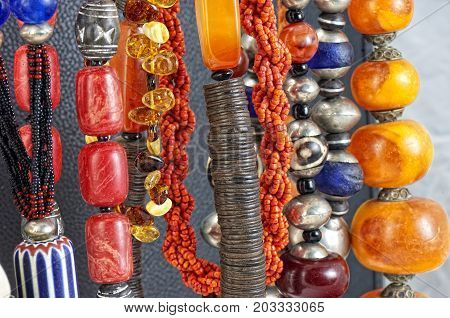 Colorful Natural Stone Necklaces, Jewelry Background