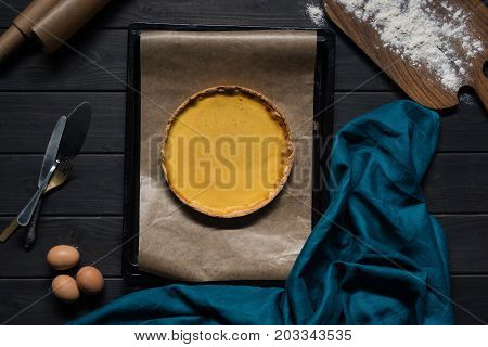 Pumpkin Pie On Baking Tray