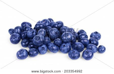 Stack of blueberries isolated on white with clipping path