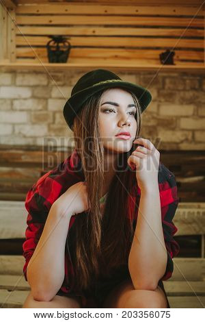 Portrait of a young hipsters girl .