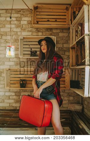 Portrait of a young hipsters girl .