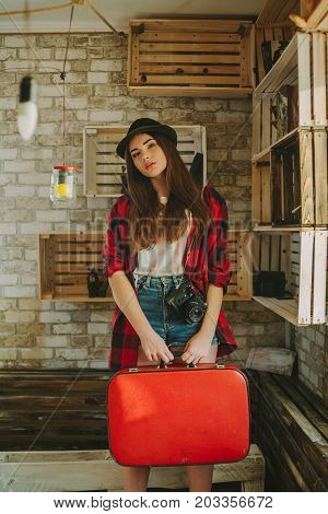 Portrait of a young hipsters girl .