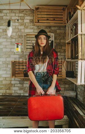 Portrait of a young hipsters girl .
