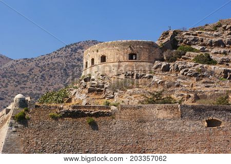 Fortress of the island of Spinalonga. Leprosarium. Crete, Greece. 