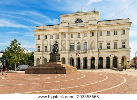 Warsaw, Poland - August 2, 2017: Architecture And People On The Street New World In Warsaw.