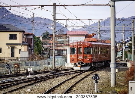 Railway Tracks In Kawaguchiko, Japan