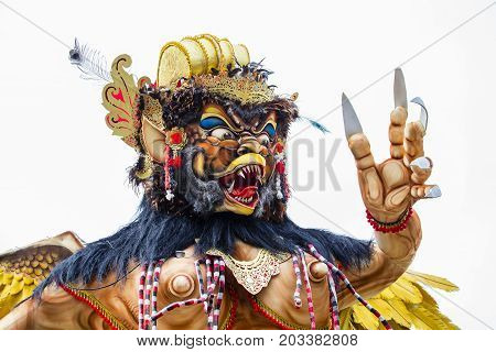 Ogoh-ogoh in Bali Indonesia. Ogoh-ogoh are statues built for the Ngrupuk parade which takes place on the eve of Nyepi day in Bali Indonesia. A Hindu holiday marked by a day of silence.