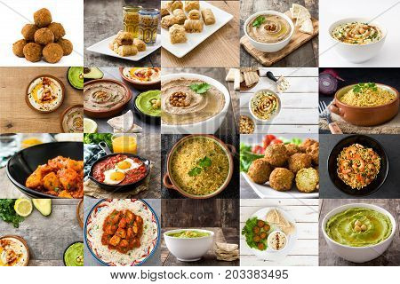 Traditional Middle East food collage. Oriental food