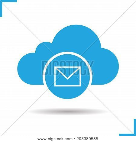 Cloud storage message icon. Drop shadow silhouette symbol. Cloud computing. Negative space. Vector isolated illustration
