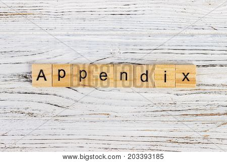 APPENDIX word made with wooden blocks concept