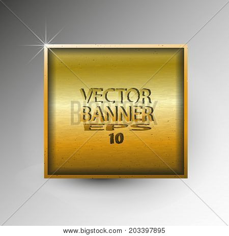 Vector abstract square banner with a gold texture