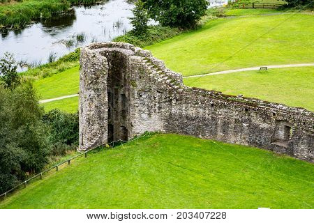 COUNTY MEATH, IRELAND - AUGUST 29, 2017: View of Trim Castle, used in filming of parts of the movie Braveheart, in County Meath, Ireland