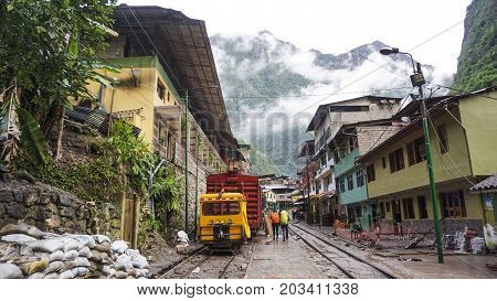 The Perurail train which brings tourists all the way to the base of Machu Picchu
