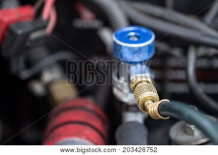 Close Up Motor Car Machine Gas Injector Installing In Gasoline Engine System For Cheaper Alternative