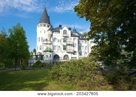 IMATRA, FINLAND - JUNE 17, 2017: Old hotel-castle 