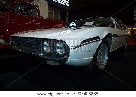 MAASTRICHT NETHERLANDS - JANUARY 08 2015: Car Lamborghini Espada 1975. International Exhibition InterClassics & Topmobiel 2015