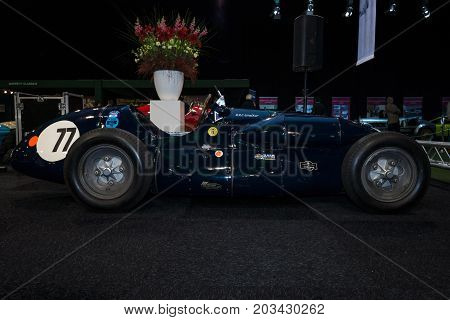 MAASTRICHT NETHERLANDS - JANUARY 08 2015: Formula One racing car Connaught Type A 1952. International Exhibition InterClassics & Topmobiel 2015