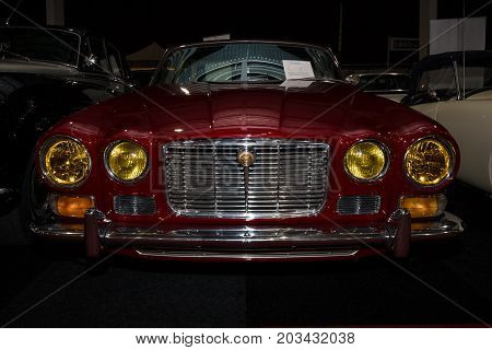 MAASTRICHT NETHERLANDS - JANUARY 08 2015: Full-size luxury car Jaguar XJ6 Serie 1. International Exhibition InterClassics & Topmobiel 2015