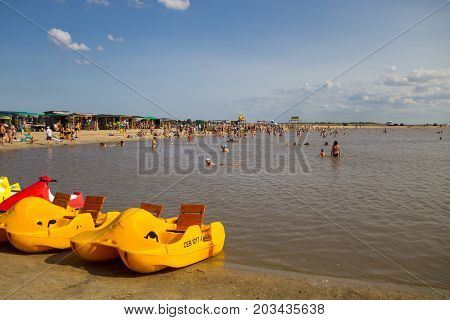 Unknown People Bathe In The Salt Lake