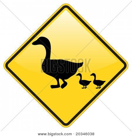 アヒルの交差点の光沢のある効果の警告サイン
